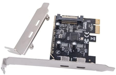 CY Carte USB3.1 Gen1 5Gbps Double Type-c USB-C Femelle vers PCI-E Express 1x Adaptateur de Carte ASM1042 avec Support à Profil Bas