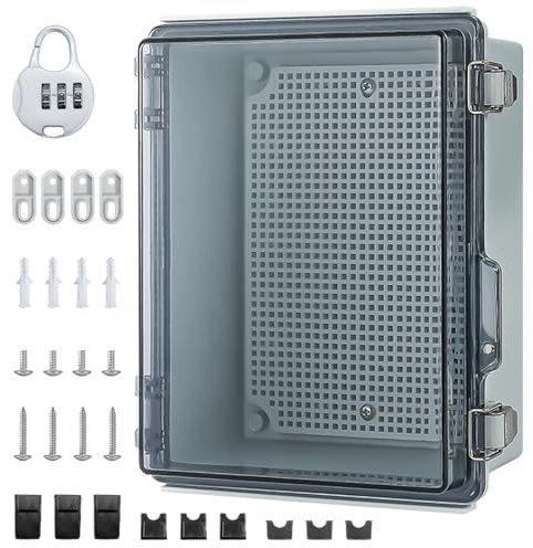 Scatola di giunzione impermeabile IP65, scatola di giunzione da parete, in ABS per la protezione di ciabatta, armadio di controllo trasparente esterno con accessori per il montaggio a parete e
