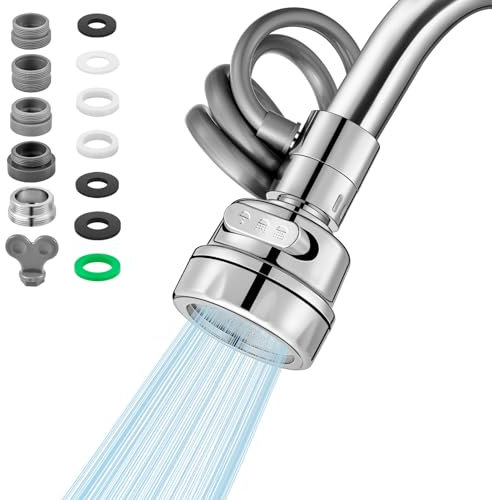JOEJONI Prolunga per rubinetto, rubinetto girevole multifunzione con 3 modalità di spruzzo, adattatore incluso, per cucina e bagno