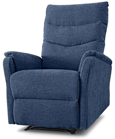 EVERGREENWEB - Poltrona Relax Reclinabile Elettrica con Comodo Pulsante Integrato nel Bracciolo, Schienale Regolabile e Triplo Cuscino in Tessuto Blu, 2in1 Poltrona Letto con Seduta Ergonomica