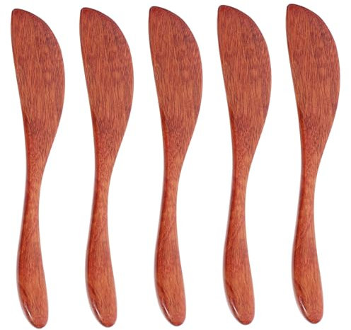 BUGUUYO 5St Geschirr Käsemesser brötchenmesser Brotmesser küchenwerkzeug brotschneidemesser Kochlöffel Sandwichmesser Kratzstreuer Marmeladenverteiler Küchenspatel hölzern Wiederverwendbar