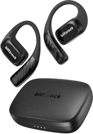 BlitzRock CT3 Cuffie Open Ear, Auricolari Sportivi Senza Fili Bluetooth 5.4, Comodità, Qualità Del Suono Bilanciato, Chiamate Nitide, Controllo App, 32H di Riproduzione, IPX5, Nero