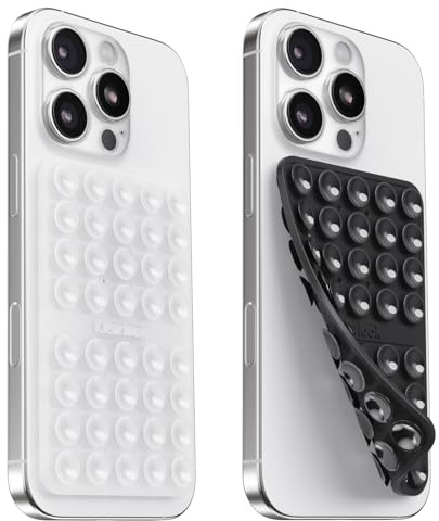 Silikon Handy Saugnapf Halterung Doppelseitig, Freihändig Sticky Silikon Saugnapf Handyhülle für Selfies & Videos, Saugnäpfe Handyhalter für Alle Handy Modelle, Schwarz & Transparent