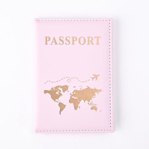 Étui pour passeport, pochette pour passeport en cuir PU Porte-passeport pour cartes bancaires, cartes de crédit, passeports, documents de voyage, rose bonbon, 10*14cm, Moderne