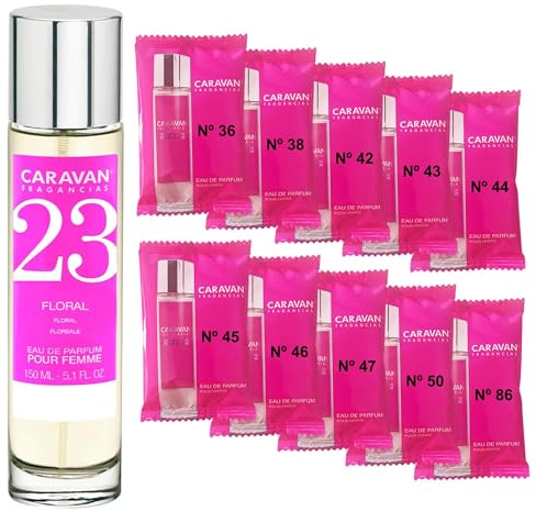 CARAVAN FRAGANCIAS Damenparfüm Nr. 23, 150 ml + Set mit 10 Flaschen mit verschiedenen Damenduften von Caravan, um neue Düfte zu entdecken