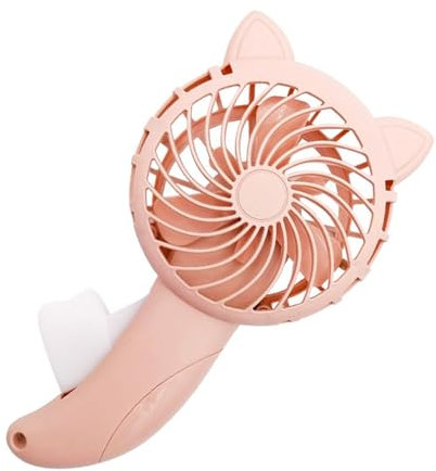 AUNMAS Handheld Mini Fan, PP Cartoon Cat Ear Small Hand Press Fan Portable Manual Cooling Fan for Office School Outdoor Travel (Pink)