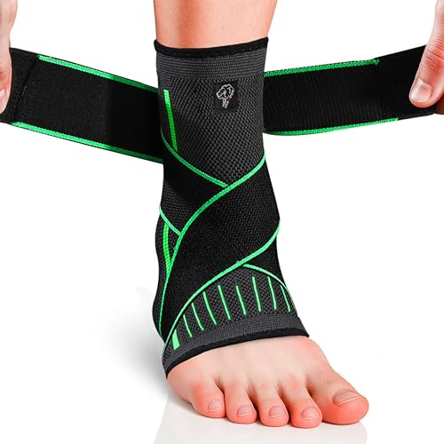 NEO X-PRO Sprunggelenkbandage - Einstellbares Fußbandage - Flexible knöchelbandage - Ultradünn Fußgelenkbandage - Komfortabel - Rechte und Linke Fußgelenk - Damen und Herren (Grün, XL)