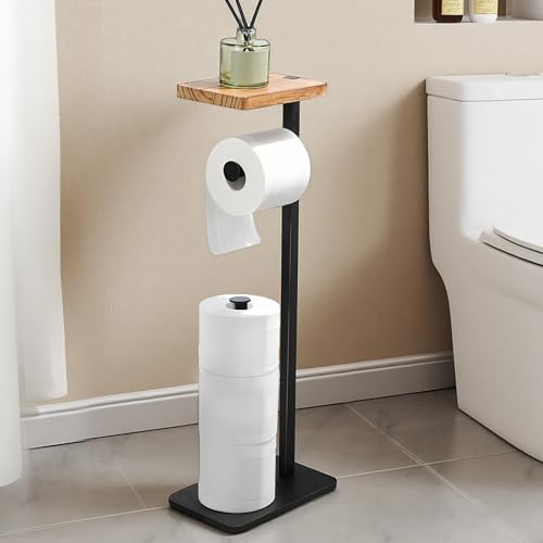 YIGII Toilettenpapier Ständer, Klopapierständer mit Regal, WC Rollenhalter Stehend Für 4 Rollen, Badezimmer zubehör, Stabile Basis