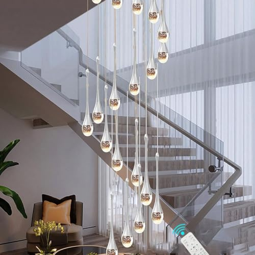 BEHWU Led Seilaufhängung Hängelampen Dimmbarer Hängeleuchte glas Höhenverstellbar Hängend Pendelleuchte glas Glaskugel lampe Wohnzimmer Hreppenhäuser(Silber,20 Kopf)