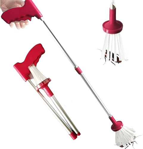 Wuzdy 1 Pezzi Acchiappa Ragni, Pieghevole Acchiappa Insetti | Acchiappa-Ragni Extra-Lungo Con Manico Lungo, Per La Rimozione Sicura Di Ragni Scarafaggi Vespe ( Rosso )