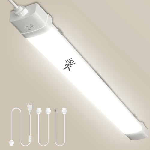 Dibaful LED Feuchtraumleuchte 90cm mit Bewegungsmelder | Leuchtstoffröhre 30W Röhre LED Werkstatt Deckenleuchte Lampe | 4500K Neutralweiß Leuchtstofflampe mit Stecker