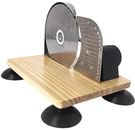 MagiDeal Rebanadora de pan con manivela manual, cortadora de tostadas de acero inoxidable con grosor ajustable, compacta, con ventosa, electrodoméstico de, Plata