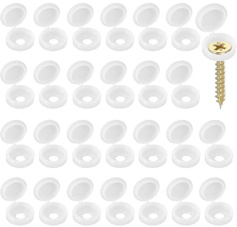 YELARXI Screw Snap Covers, M6 Plastic Hinged Screw Cover Caps Shutter Screws Fold Snap Washer - Fitting for (Windows/Railings/Home Furniture/Cabinets), 6mm & 120 Pack & White