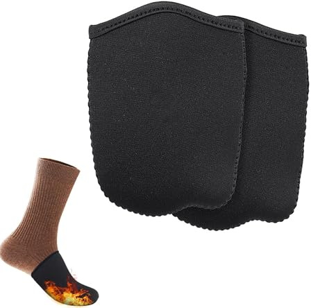 QIUMING Neopren Zehenwärmer Geteilte Zehe zehenwärmer socken Wiederverwendbare Fußwärmer Windschutz für Wintercamping, Wandern, Laufen, Eisbaden, Skifahren (Schwarz, Einheitsgröße)