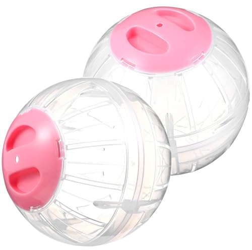 Gadpiparty Bolas de Ejercicio para Hámsteres 2 Piezas Bola para Correr de 145 CM Plástico Transparente Rosa Ventilación Accesorio Seguro para Mascotas Pequeñas y Hámsteres Enanos