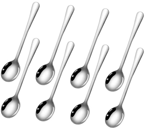 Aililong Juego de Mini cucharas 8 Piezas: Cuchara Espresso Acero Inoxidable pequeña, Mano Obra hogar, cafetería, Buffet o Celebraciones, café, té, Especias y más