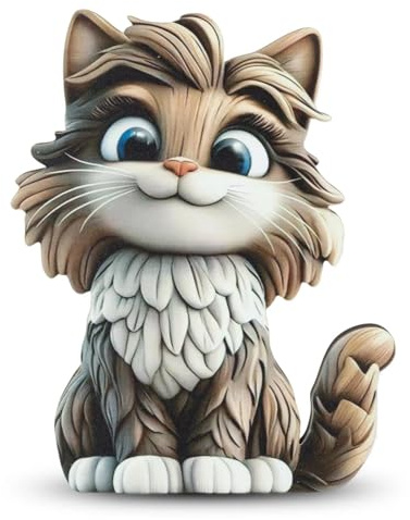 Clyrax Katzen Deko, 2D Flachdesign Holz Tier Bücherregal Deko, Fröhliches Lächeln Katzen Muster Dekoration Wohnzimmer, Herzliches Holzdeko Geschenk für Katzenliebhaber