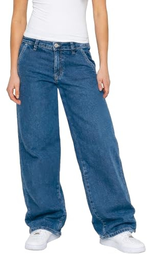 989Zé ENZO Womens Wide Leg Baggy Jeans Casual Cotton Loose Fit Relaxed Stretch Denim Jean Pants EZL678_Jeans Blue 14 S