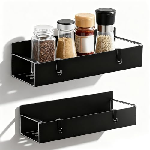QYRDBGY 2 Pcs Magnetic Tool Holder, 29.5/27cm Toolbox Organiser Van Magnetic Storage Shelf Spray Can Holder with Hangers Fridge Shelves for Garage Van Kitchen