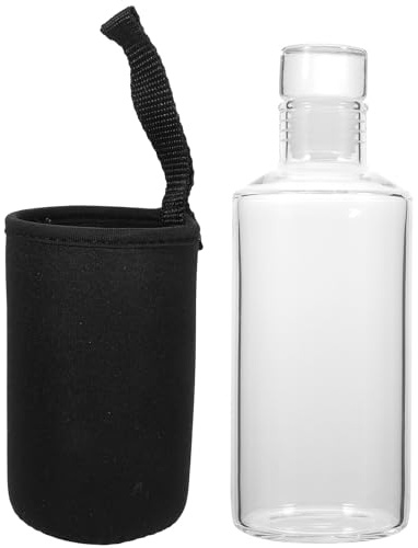 JOINPAYA Bouteille en Verre Transparent 300ml avec Couvercle Anti-fuite, Gourde Résistante la Chaleur pour Jus, Lait et Boissons Réutilisable, pour Usage Quotidien et Extérieur