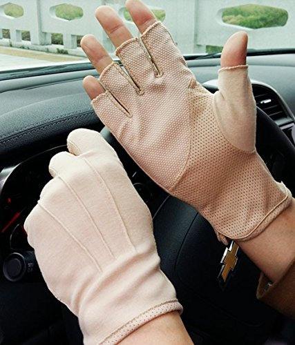 BXT Männer Halbfinger Fahrradhandschuhe Dünnen Radsport Baumwollhandschuhe Sport Gym Fitness Workout Fingerlose Anti-Rutsch Silikon Fingerlos Reiten Motorrad Handschuhe