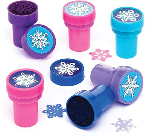 Baker Ross AR771 Ross Selbstfärbende Stempel „Schneeflocke“ für Kinder – für weihnachtliche Bastelarbeiten und Dekorationen (10 Stück), Lila
