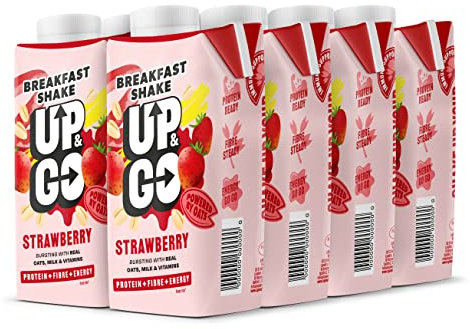 UP & GO Breakfast Drink - Strawberry & Banana, High Protein, Calcium & Fibre (330ml x 8 Bottles)