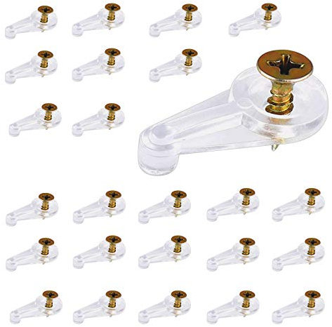 50pcs Glashalter Clips YUTOU Glashalter Klammern Transparent Kunststoff Halter Clip mit 50 Schrauben Möbel Zubehör für Bildschirmpaneele Fenster Vitrinen Badezimmerspiegel Weinschrank