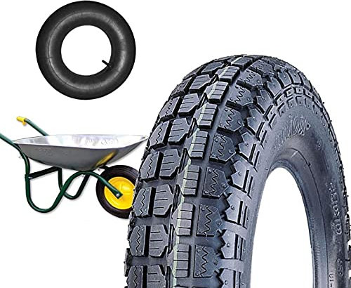COPERTONE + CAMERA D'ARIA 3.50-8 PNEUMATICO RINFORZATO 4PR GOMMA RUOTA CARRIOLA GIARDINAGGIO