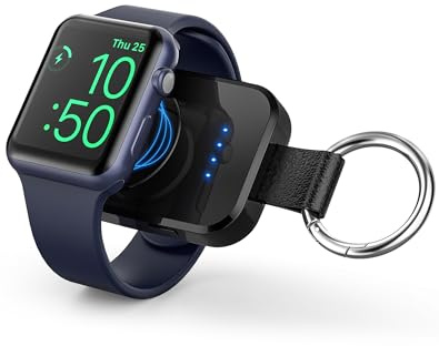 i.VALUX Portable Charger 1000mAh for Apple Watch, Wireless Mini Power Bank | Pocket-size compact keychain design, Magnetic Wireless Charging, for Apple Watch 2-11/Ultra/SE, Travel ready, iWatch Gift