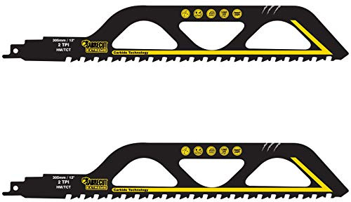 SabreCut 2pcs SCRS1243HM_2 305mm 2 TPI S1243HM Säbelsägeblätter | Wolframcarbid-Zähne bieten langlebige Schneidleistung in Mauerwerk und Baustoffen