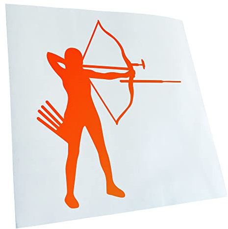 Kiwistar - Autoaufkleber - Bogenschießen Bogensport - neonorange - 24x21cm - Heckscheibe Auto Aufkleber wetterfest für Kfz LKW Mofa Truck - Sticker außen selbstklebend Tuning Zubehör für Fenster