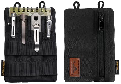 VIPERADE VE4 Tool Pouch, Nylon Pocket Organizer with 2 Pockets and 4 Small Tool Storage EDC Gears, Best Gift to Keep Organized, Hold Your Flashlight/Pocket Knife, Tactical Pen, Notebook (Black)
