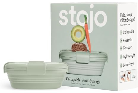 STOJO Faltbare Sandwichbox - 680.4 g Wiederverwendbare Frischhaltedose, Silikonschüssel für heiße / kalte Speisen - Mahlzeitvorbereitung, Mittagessen, Camping, Wandern - spülmaschinenfest (1 Stück,