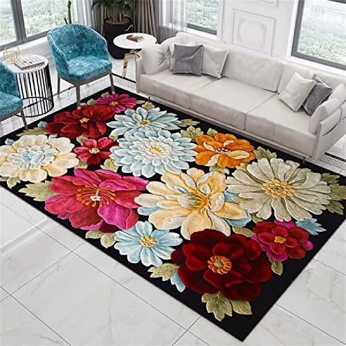 RUGMRZ Webteppich Teppich Schlafzimmer Gewebt Roter Blumenteppich Wohnzimmer Kleiner Schlafzimmerzubehör waschbar Outdoor Orientalisch 140X200cm