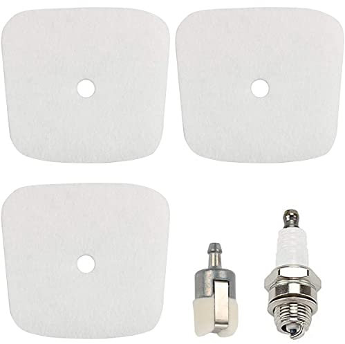 ZAMDOE 3 Pack Air Filter for Mantis 7222 7222M 7222E 7225 7230 7234 7240 7920 7924 Tiller/Cultivator 2-cycle Engine, with Spark Plug Fuel Filter