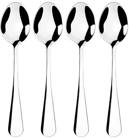 Tala Performance Stainless Steel Teaspoons, Premium 4 Piece Set, Ideal Quality Stainless Steel with Mirror Polish Finish, Dishwasher Safe, Metallic Silver