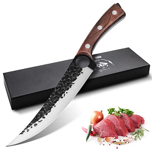 Purple Dragon Coltello per disossare filetti forgiato a mano Coltello professionale da macellaio Coltello da cucina in acciaio al carbonio pieno di seta per disossare carne pesce con scatola regalo