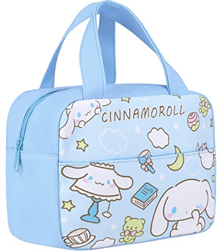 Roffatide Anime Cinnamoroll Lunch Bag für Mädchen Jungen Isolierte undichte Lunch Box Großes Fach Wasserdichter wiederverwendbarer Kühler Tote Lunch Container für Arbeit Picknick Schule Reisen