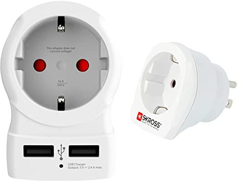 Skross 'Schutzkontakt' Country Steckeradapter Weiss OneSize & Country Adapter Europe to USA: Reiseadapter für Reisen aus Europa in Länder, die den amerikanischen Standard verwenden