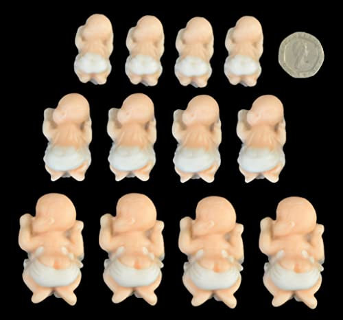 12 x Edible 3D Mixed Sized Babies with white nappies, 20 colours, toppers, decorations cake (Bespoke)
