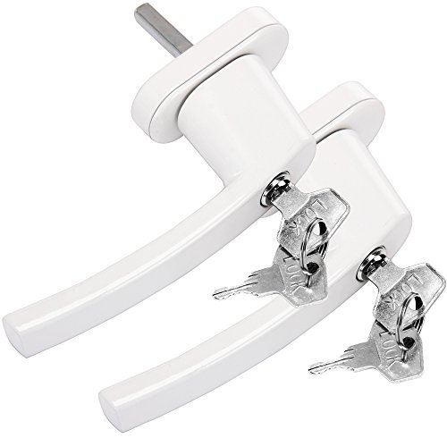 Monzana 2X Manilla de Ventana Puerta Universal con Cerradura + 2 Llaves Manija Bloqueo en 2 Posiciónes Blanco
