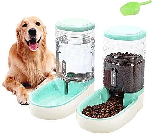 Distributore automatico di cibo 3,8 l, distributore di acqua da 3,8 l, mangiatoia per cani, gatti, animali domestici (verde)