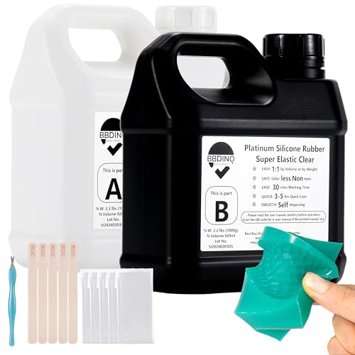 BBDINO Kit de fabrication de moules en silicone liquide super élastique pour fabrication de moules de 2001,5 g, caoutchouc de silicone souple à polymérisation rapide pour moulage en résine/silicone
