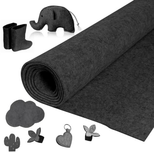 Yuragim Filzrolle Filzstoff, Filz Meterware 30cmx250cmx3mm Filz Stoff Bastelfilz Dekofilz Taschenfilz Filzmatte für DIY Aufbewahrungstasche Filzunterlage Patchwork Nähen Ostern Bastelstoff, Dunkelgrau
