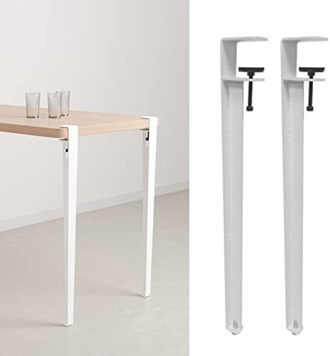 BBAUER Pieds de Table À Pince en Métal, Pieds de Meuble en Forme de F, Pieds de Table Basse, Pieds de Bar, pour Meuble Console DIY, avec Protections de Sol/White/40Cm(15.7In)