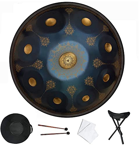 Noten Hand Pan Steel Drum 440 Hz D-Moll Steel Hand Drum Professionelle Handpan Drum mit Handpan Bag, Mallet, Handpan Stand