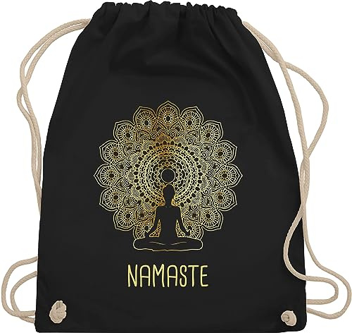 Turnbeutel Rucksack - Taschen - Namaste Yoga Chakra Mandala - Unisize - Schwarz - yoga-tasche joga fans beutel tasche meditation motiv rucksackbeuteltasche baumwolle geschenke mit sportbeutel für