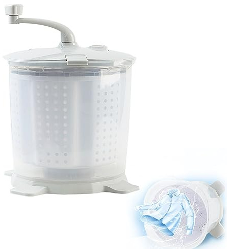 GLazzy Mini-Handwaschmaschine, Nicht elektrisch, 2-in-1-Handwaschmaschine, drehbare Geschwindigkeitsgriff-Einzelwannen-Handwaschmaschine, for Camping, Wohnmobil