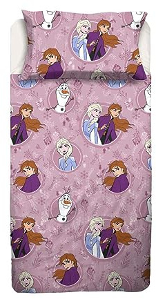 Disney Die Eiskönigin Bettwäsche-Set für Einzelbett, aus Reiner Baumwolle, Flanell, Oberlaken und Kissenbezug